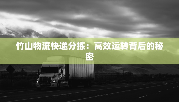 竹山物流快递分拣：高效运转背后的秘密